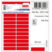 Tanex Etiket Ofc-109 13X50Mm Kırmızı 10 lu 2 paket - 1