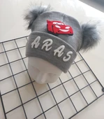 MARS BABY Erkek Bebek Çocuk Kişiye Özel İsimli  Gri Çift Ponponlu Triko Bere - 3