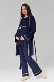 BirolGaye 509 Lacivert  Hamile Lohusa 3 Lü Pijama Sabahlık Tk thumbnail 7