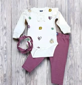 Çiçek Desenli Kız Bebek Takım - 9