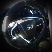 DİKİŞLİ DİREKSİYON KILIFI KARBON NOKTA GRİ YÜZÜK GRİ DİKİŞLİ HONDA İÇİN thumbnail 1