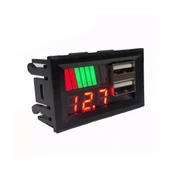 Ayt Dijital Voltmetre Usb Çıkışlı Akü Göstergeli DC 12 Volt Akü Voltaj Seviyesi Göstergesi - 1