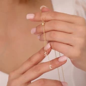 Vaoov 925 Ayar Gümüş İki Harfli Sallantılı Kolye thumbnail 2