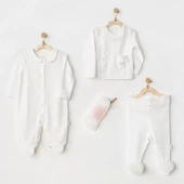 Petit Love Newborn Tüllü 4 Parça Set Ekru - 1