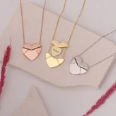 Vaoov 925 Ayar Gümüş Açılan İsimli Mektup Kalp Kolye thumbnail 1