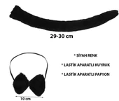 Peluş Siyah Renk Kuyruk Ve Papyon Yetişkin Çocuk Uyumlu - 1