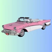1957 Model Buıck Roadmaster Üstü Açık Pembe Renk 1:18 Ölçekli - Mavi Su Dünyası - 1