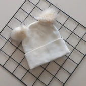 MARS BABY Genç Yetişkin Krem Çift Ponponlu Triko Bere - 1