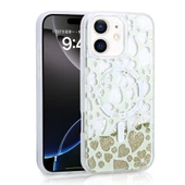 Apple iPhone 12 Kılıf Sıvılı Simli Baskılı Şeffaf Arka Yüzey Zore Mossa Silikon Kapak - 5