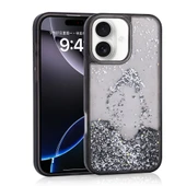 Apple iPhone 16 Kılıf Sıvılı Simli Şeffaf Arka Yüzey Zore Keto Silikon Kapak - 5