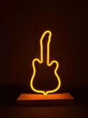Gitar Figürlü Turuncu Neon Gece Lambası - 1