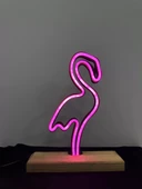 Flamingo Figürlü Pembe Neon Gece Lambası - 2
