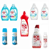 AQUABOR SIVI DETERJANI RENKLİ VE  BEYAZLAR  İÇİN 132 YIKAMA+ BULAŞIK DETERJANI ELDE VE MAKİNEDE + 2 ADET BORTAM DEZENFEKTAN - 1