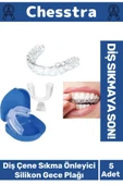 Kutulu Diş Çene Sıkma Gıcırdatma Gece Plağı Koruyucu Önleyici Dişlik Uyku Silikon Aparatı 5 Adet - 1