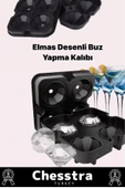 Özel Tasarım 4 Gözlü Kırılmaz Esnek Silikon Kokteyl Viski Elmas Şekilli Buz Yapma Kalıbı 1 Adet - 2