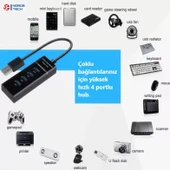 NOROSTECH Usb Girişli 4 Portlu Usb Çoklayıcı Usb Çoğaltıcı Usb Hub Usb 3.0 Laptop Notebook Desktop Pc Uyumlu - 6