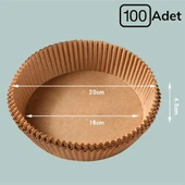 100 Adet  Air Fryer Pişirme Kağıdı Tek Kullanımlık  Yağlı Kağıdı Yuvarlak Tabak Model (4172) - 5