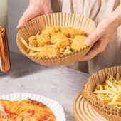 50 Adet Air Fryer Pişirme Kağıdı Tek Kullanımlık Yağ Geçirmez Yuvarlak Tabak Model PVC (4172) - 1