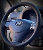 DİKİŞLİ DİREKSİYON KILIFI İTHAL SİYAH DERİ SİYAH DİKİŞLİ HYUNDAİ ERA İÇİN - 1