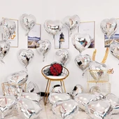 Metalize Parlak Gümüş Kalp Şekilli Uçan Balon Folyo 18 inç 45 cm 10 Adet (4172) - 2
