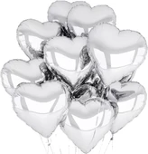 Metalize Parlak Gümüş Kalp Şekilli Uçan Balon Folyo 18 inç 45 cm 10 Adet (4172) - 1