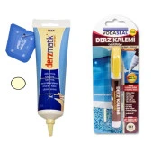 Derzmatik Fayans Arası Derz Dolgu 360 gr Krem + Derz Kalemi Set - 1