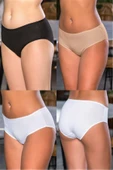 Pamuklu Yüksek Bel Slip Külot (karışık) Siyah-beyaz-ten (brf2966) - 1