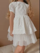 Lace Fistolu Ekru Elbise - 3