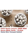 TohumGübre 2000 Adet Beyaz Şapkalı Kültür Mantarı Tohumu + 8 Litre Mantar Ekim Torfu Ve Mantar Ekim Yönergesi - 1