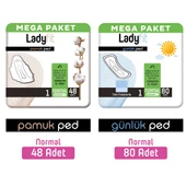 Ladyfit Pamuk Ped Mega Normal 48 Adet + Günlük Ped Mega Normal 80 Adet - 1