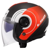 LS2 CLASSY DISKO MAT SİYAH-KIRMIZI-BEYAZ KASK - 2