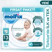 Molfix Premium Bebek Bezi Ultra Fırsat Paketi 3 Beden 4-9 Kg 94 Adet thumbnail 2