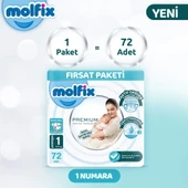 Molfix Premium Bebek Bezi Fırsat Paketi 1 Beden 2-5 Kg 72 Adet - 2