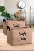 Jüt Simple Living Baskılı Büyük Boy 2'li Düzenleyici Saklama Sepeti Set 37 X 27 X 25 - 1