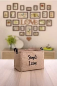 2'li Jüt Orta Boy Simple Living Baskılı Düzenleyici Saklama Sepeti Set 30x22x18 - 4