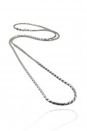 60 cm 2.2 mm Snake Yılan Zinciri 925 Gümüş Kolye - 3