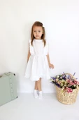 Kız Bebek Eloise Beyaz Fisto Elbise Toka Takım ELB-0084. - 1