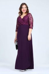 Büyük Beden Güpürlü Uzun Abiye Elbise KL8756 thumbnail 1