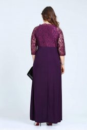 Büyük Beden Güpürlü Uzun Abiye Elbise KL8756 thumbnail 4