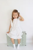 Kız Bebek Eloise Beyaz Fisto Elbise Toka Takım ELB-0084. - 5