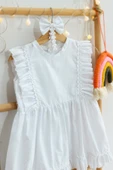 Kız Bebek Eloise Beyaz Fisto Elbise Toka Takım ELB-0084. - 9