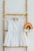 Kız Bebek Eloise Beyaz Fisto Elbise Toka Takım ELB-0084. - 6