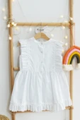 Kız Bebek Eloise Beyaz Fisto Elbise Toka Takım ELB-0084. - 2