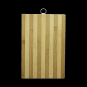 AHŞAP 20X30CM BEYAZ ÇİZGİLİ BAMBU KESİM PANOSU METAL KULPLU (4172) - 1