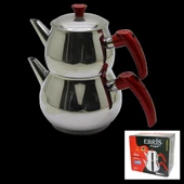 AİLE BÜYÜK BOY KÜRE ÇELİK ÇAYDANLIK SETİ ÜST: 1.2LT - ALT: 2LT (4172) - 1