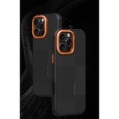 Apple iPhone 16 Pro Max Kılıf Karbon Magsafe Kapak Jko-Orange - 3