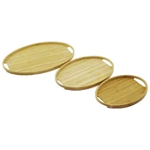 OVAL - 3 BOY BAMBU AHŞAP TEPSİ SETİ 20X29--26X36--31X45CM (4172) - 1