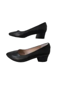 Kadın Siyah Deri Şık Kalın Alçak Topuklu Ayakkabı thumbnail 2
