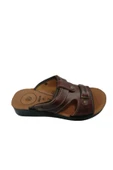 Ak015-10 Erkek Kahverengi Ortapedik Taban Günlük Terlik Sandalet - 6
