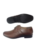 Erkek Kahverengi Bağcıklı Hakiki Deri Düz Klasik Şık Ayakkabı GLDNPS11 - 3